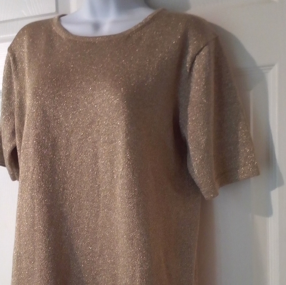 VINTAGE Silk Knits by Catharine Lover  Gold Metallic Evening Top Sz Small - Picture 4 of 5